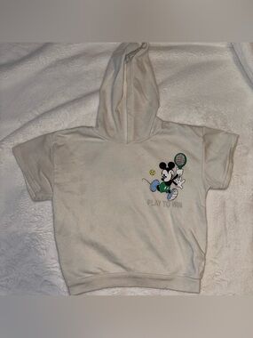Disney Cream Hooded Tee with Tennis Mickey Graphic